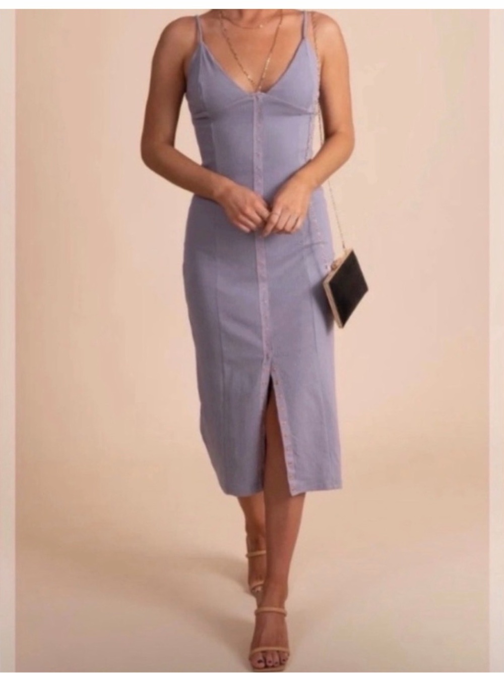 Free People Make it Snappy Lavender Spaghetti Strap Midi Dress